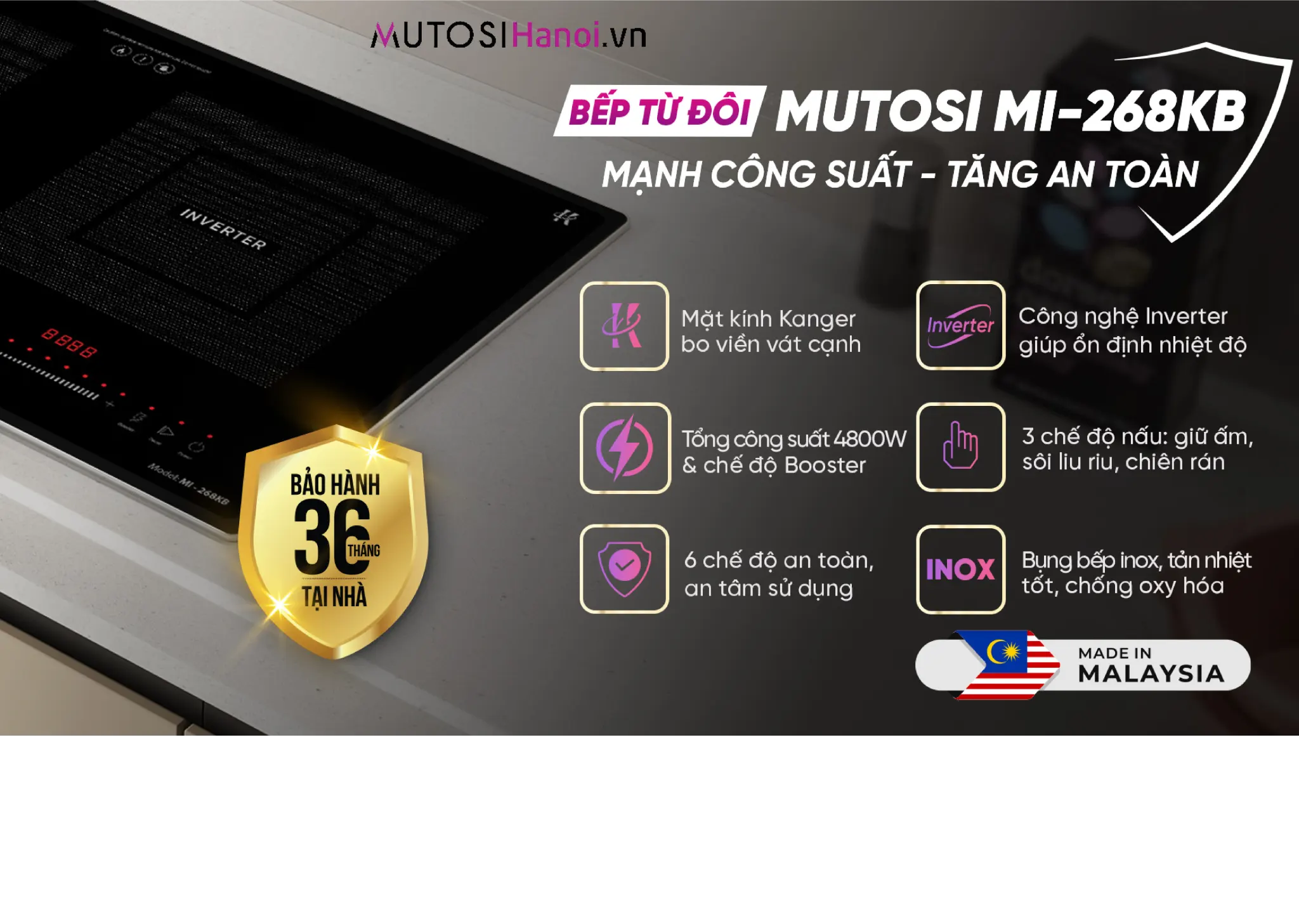 Bếp từ đôi Malaysia Mutosi MI-268KB