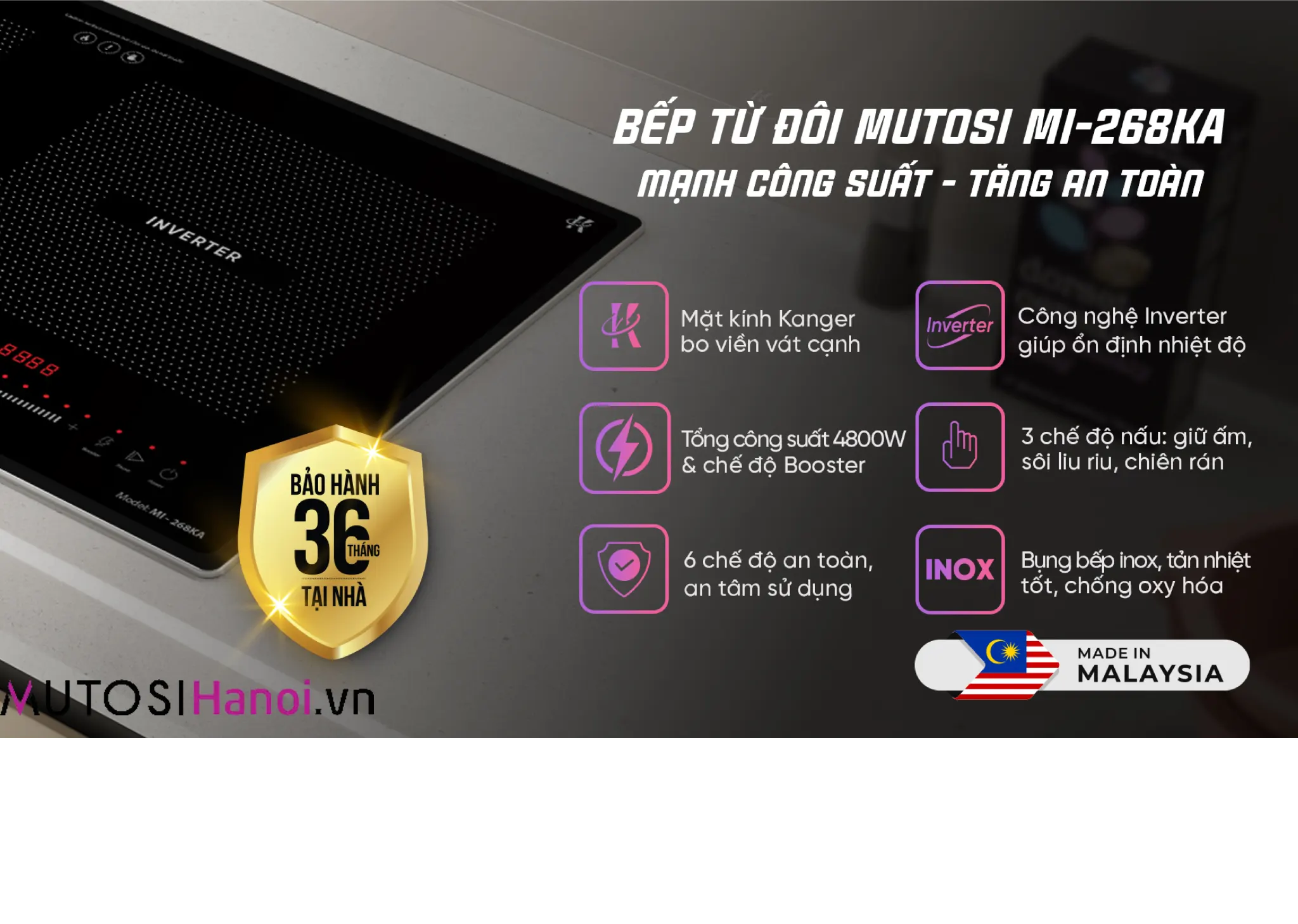 Bếp từ đôi Malaysia Mutosi MI-268KA