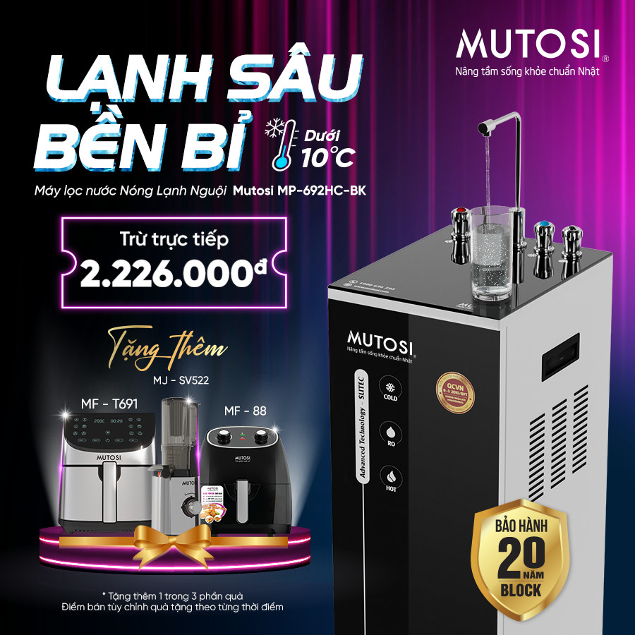 Máy lọc nước nóng lạnh nguội Mutosi MP-692HC-BK