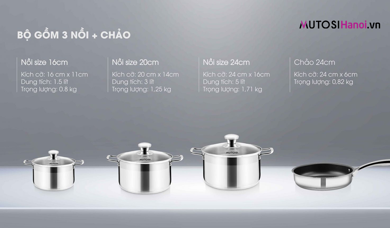 Bộ nồi chảo Mutosi MC-347