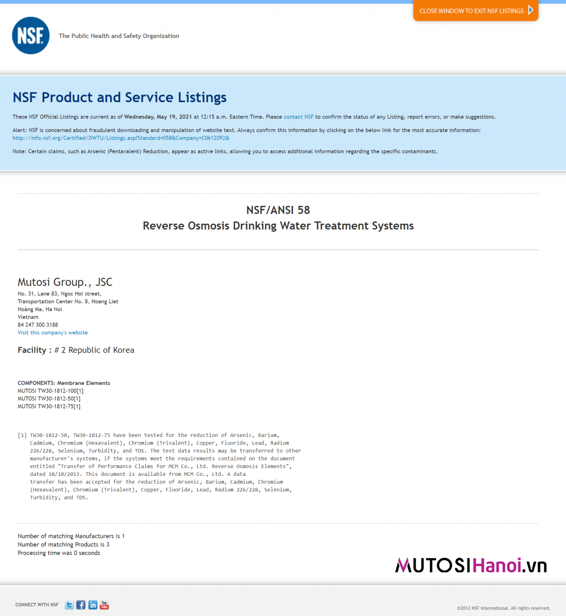 Lõi lọc nước Mutosi Số 4