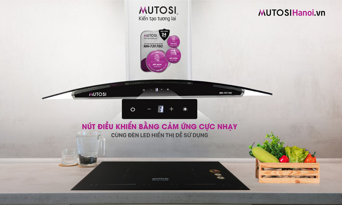 Máy Hút Mùi Kính Cong Cảm Ứng Mutosi MH-73T-70C