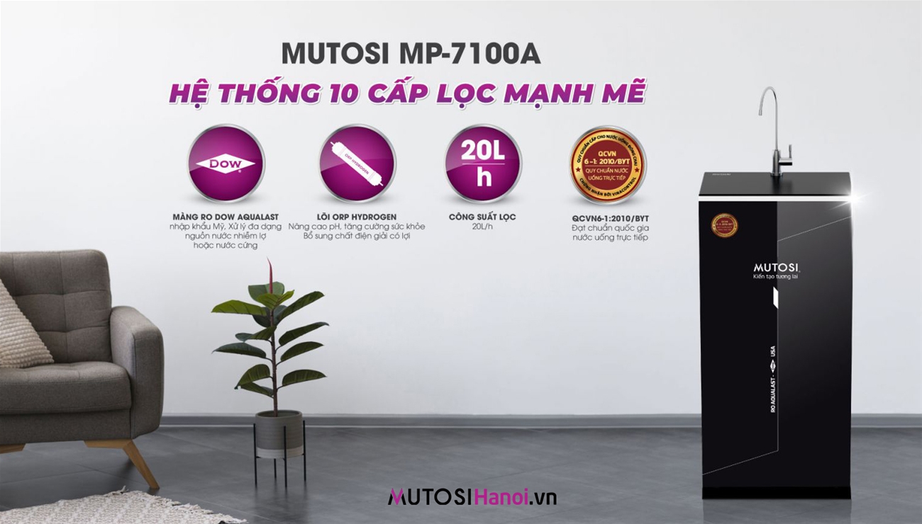 Máy lọc nước Mutosi MP-7100A - Màng Aqualast 10 lõi