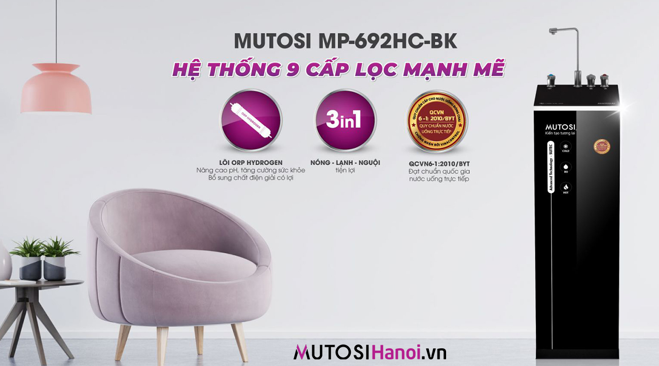 Máy lọc nước nóng lạnh nguội Mutosi MP-692HC-BK