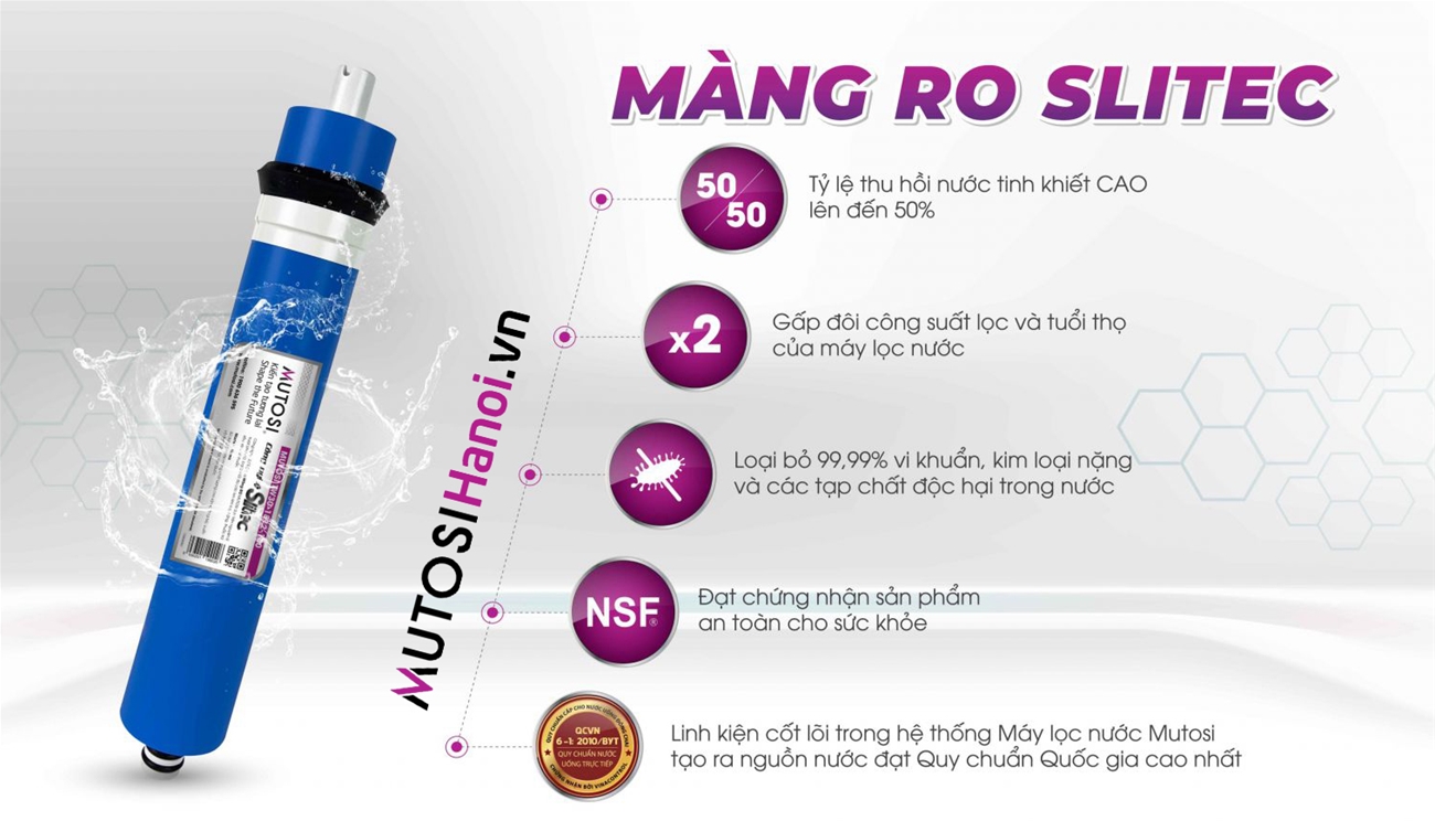 màng lọc RO Mutosi - Công nghệ Slitec tiên tiến