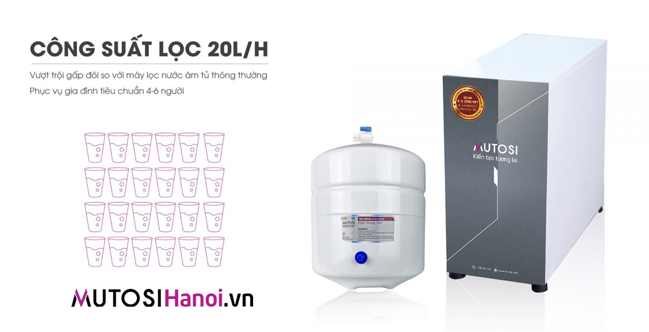 Công suất lọc nước 20 lít/giờ Mutosi MP-371U